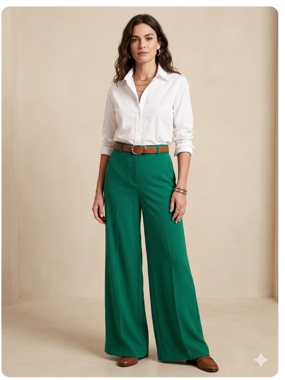Banana Republic The LidoWide-Leg Trousers in Emerald Green